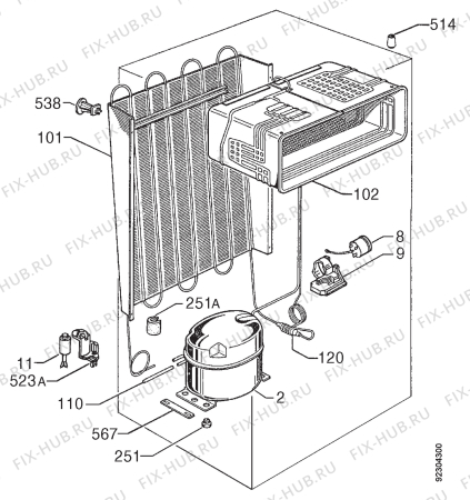 Взрыв-схема холодильника Zanussi ZFC252-1 - Схема узла Cooling system 017